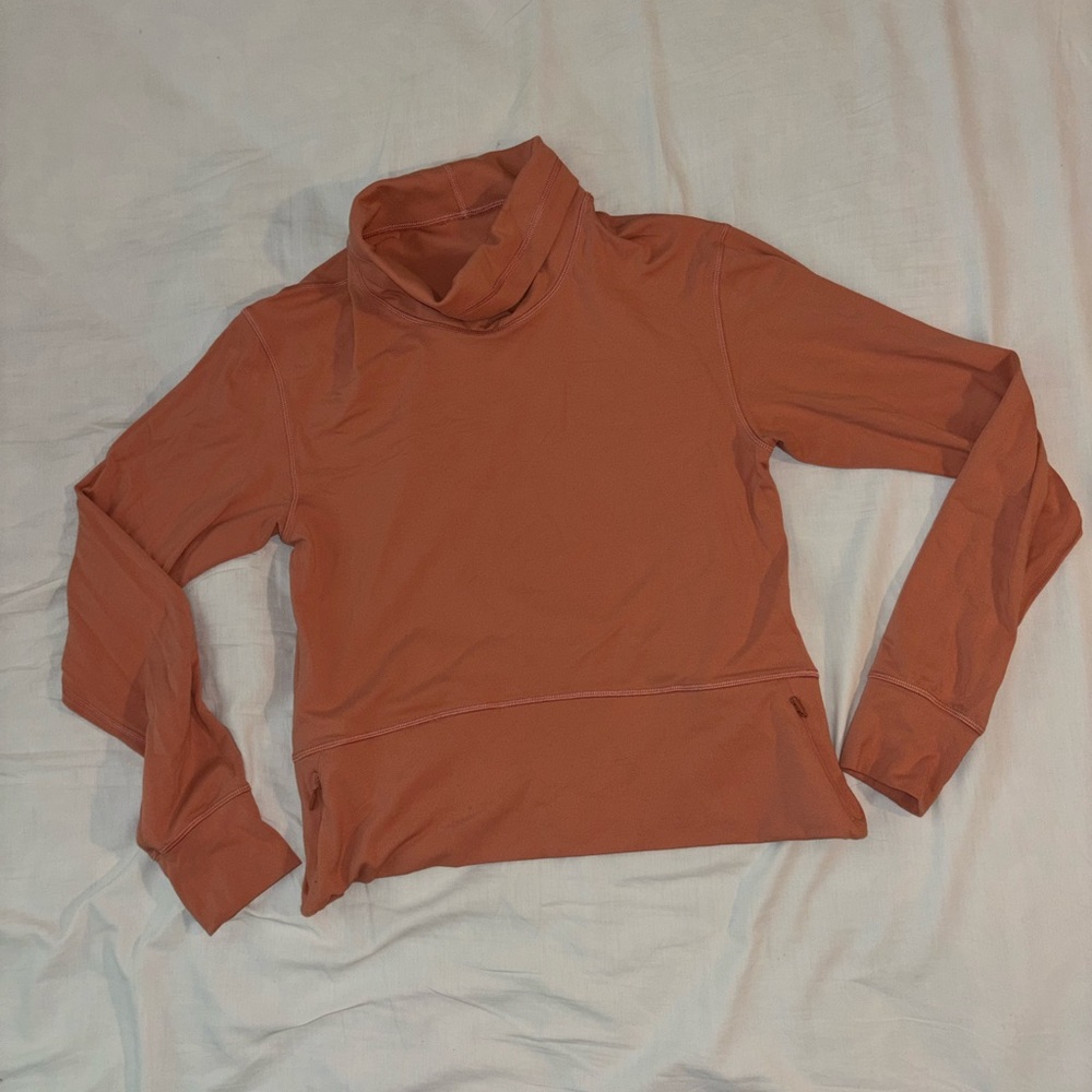Peachy Orange Turtleneck Long Sleeve Top